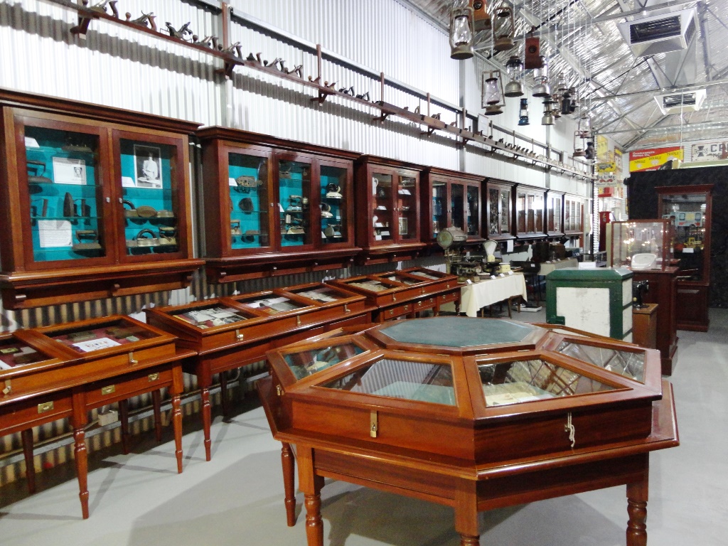 The display area of the museum with hanging lanterns